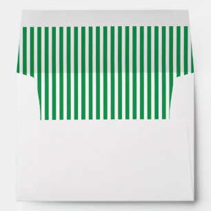 Green White Vertical Stripe Lined Envelopes
