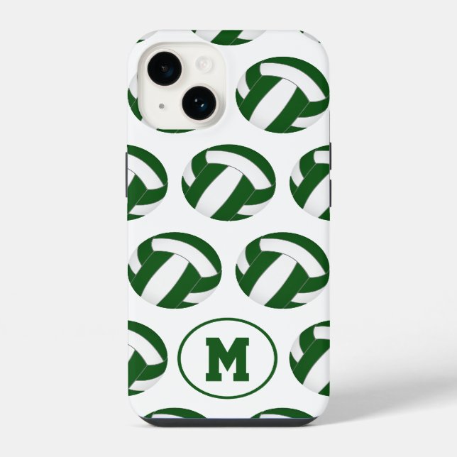 green white volleyballs pattern with her monogram iPhone case (Back)