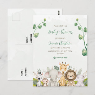 Green White Watercolor Baby Shower Postcard