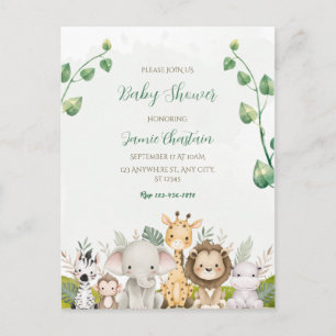 Green White Watercolor Baby Shower Postcard