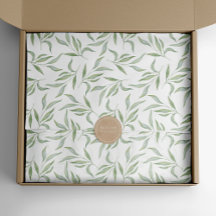 Green & White Watercolor Leaves Botanical Pattern