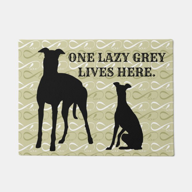 GREEN & WHITE WITH GREYHOUNDS DOORMAT (Front)