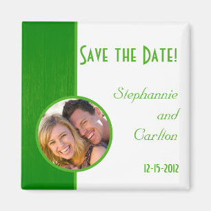 Green/White Wood Grain Wedding Announcement Magnet