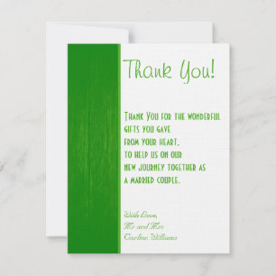 Green/White Wood Grain Wedding Thank You Card