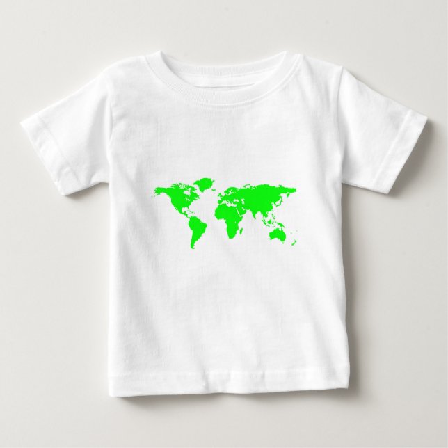 Green White World Map Baby T-Shirt (Front)