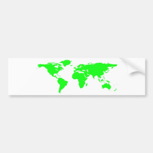 Green White World Map Bumper Sticker