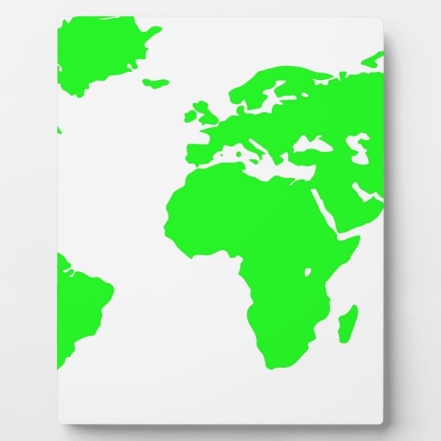 Green White World Map Plaque (Front)