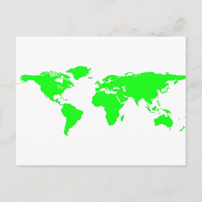 Green White World Map Postcard (Front)