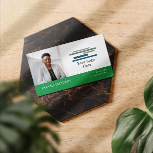 Green White Your Photo & Logo Professional Business Card
