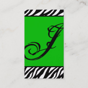 Green White Zebra Print Pattern Business Card