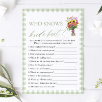 Green Who Knows The Bride Best Bridal Shower Game