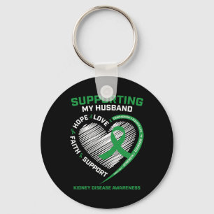 Green Wife Transplant Husbynd Kidney Disease Aware Key Ring