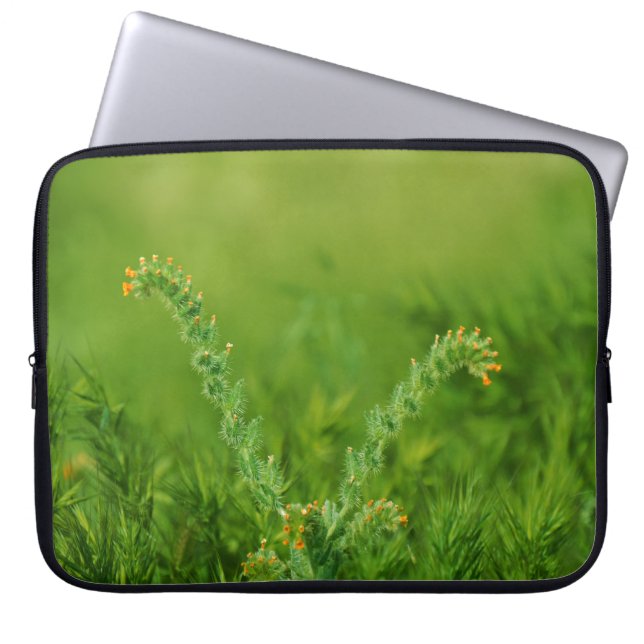 Green Wild Floral Laptop Sleeve (Front)
