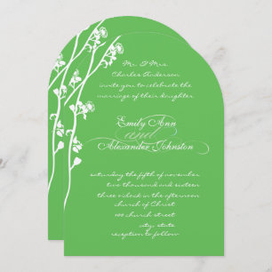Green Wild Flower Branch Wedding Invitation