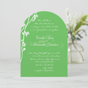Green Wild Flower Branch Wedding Invitation