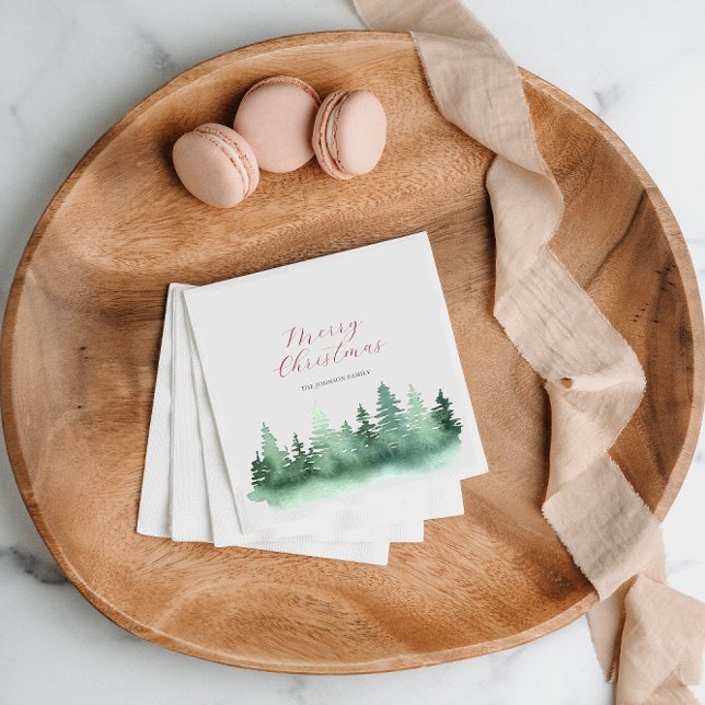  Green Wild Forest Christmas Trees Napkin (Creator Uploaded)