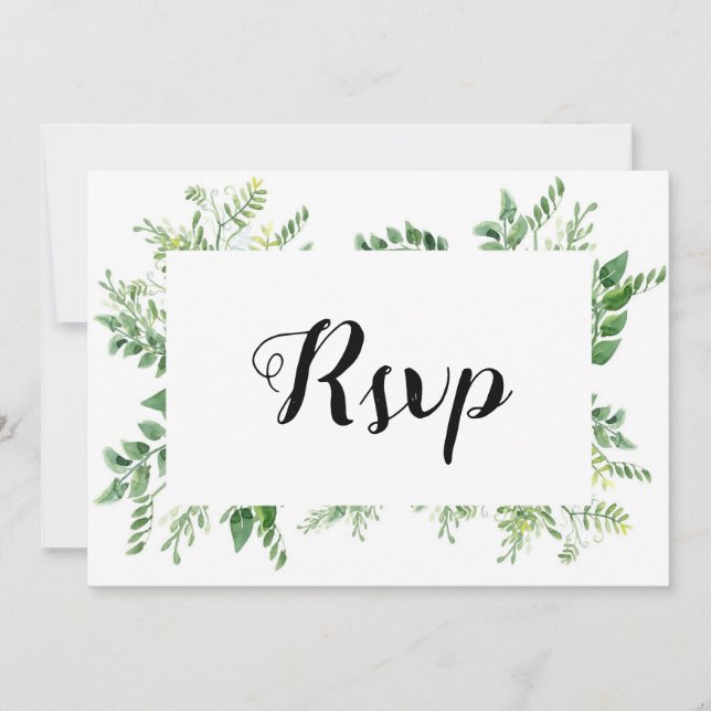 Green Wild Herb Spring Foliage Rsvp Card (Front)