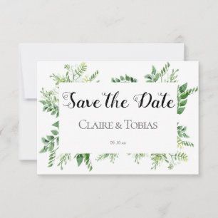 Green Wild Herb Spring Foliage Save the Date Card
