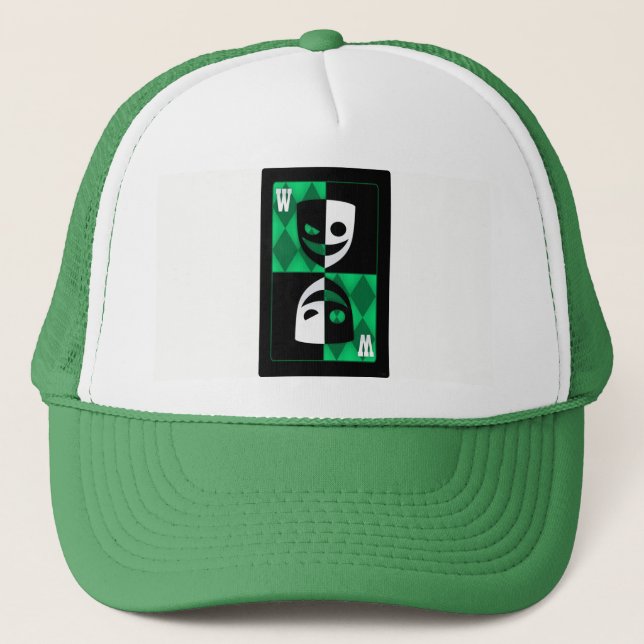Green Wildcard Poker Diamonds Trucker Hat (Front)
