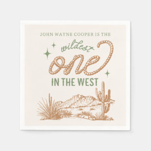 Green Wildest One in the West Party Napkins