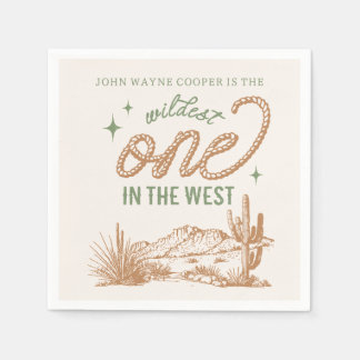 Green Wildest One in the West Party Napkins