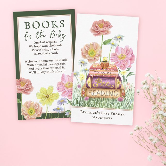 Green Wildflower Books for Baby Shower Bookmark  Enclosure Card (Creator Uploaded)