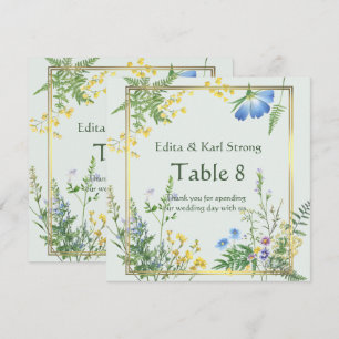 Green Wildflower Floral Table Number and Thank You