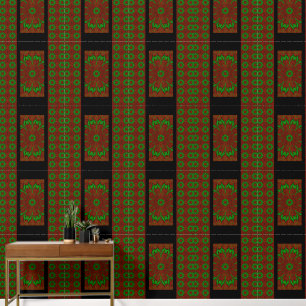 Green Wildflower in Red Wallpaper