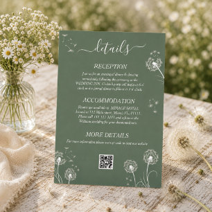 Green Wildflower Minimal Wedding Details Enclosure Card