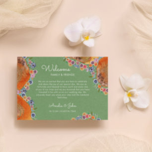 Green Wildflower Wedding Welcome Gift Bag Basket Place Card