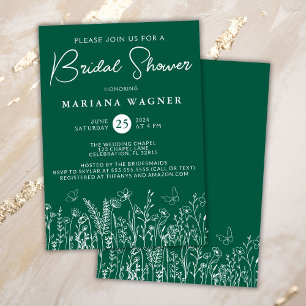Green Wildflowers Bridal Shower Invitation