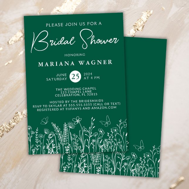 Green Wildflowers Bridal Shower Invitation (Creator Uploaded)