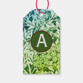 GREEN WILLIAM MORRIS GIFT TAGS CUSTOM INITIAL
