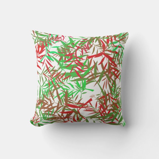 Green Willow Leaves Cushion (Front)