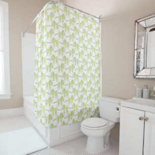 Green willow watercolor art shower curtain