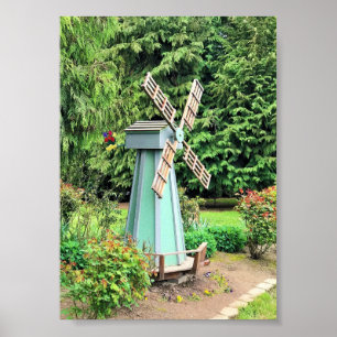 Green Windmill Garden Decor