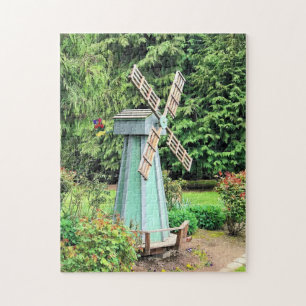Green Windmill Garden Decor Jigsaw Puzzle