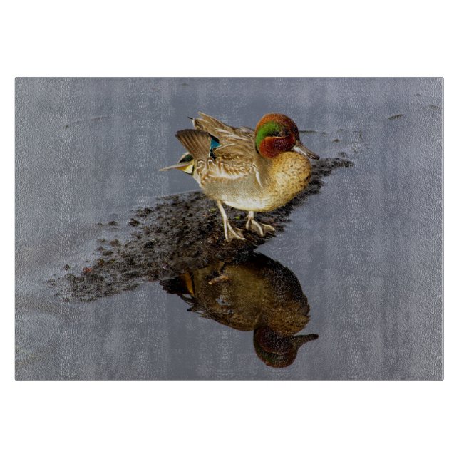 Green Wing Teal Duck Cutting Board (Front)