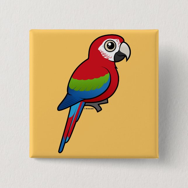 Green-winged Macaw 15 Cm Square Badge (Front)