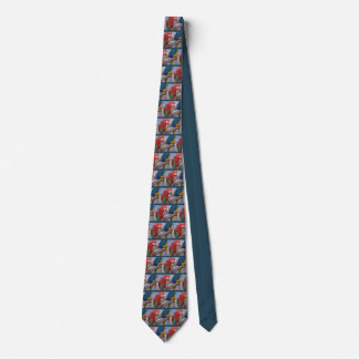 Green-winged macaw eating pine cone tie