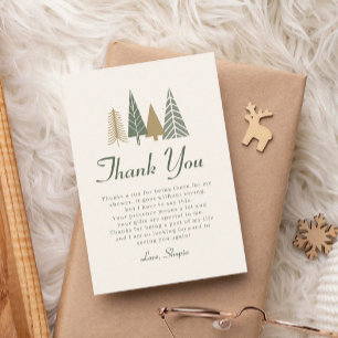 Green Winter Baby Shower Thank You Card