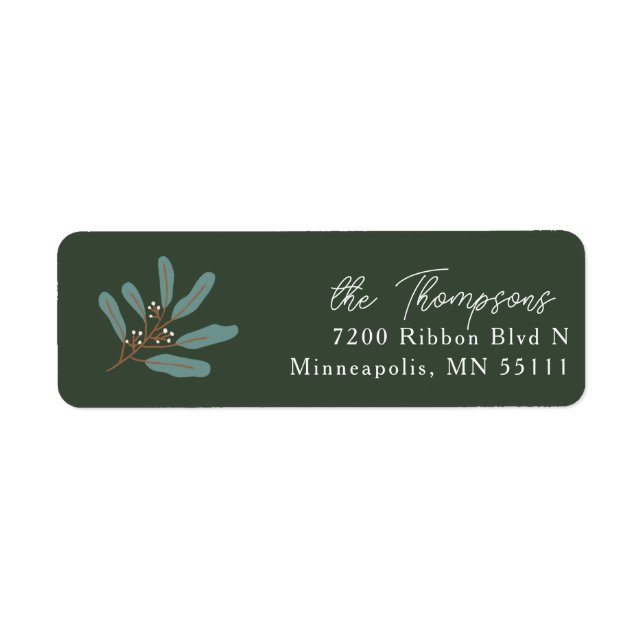 Green Winter Botanical Return Address (Front)