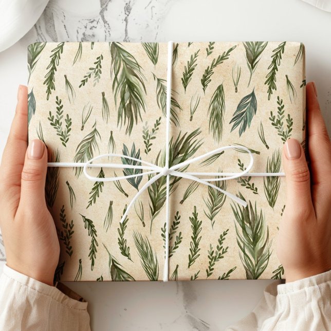 Green Winter Foliage Kraft Wrapping Paper (Creator Uploaded)