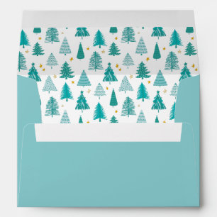 Green Winter Forest Christmas Tree Pattern Envelope