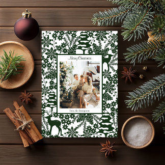 Green Winter Forest One Photo Christmas Card
