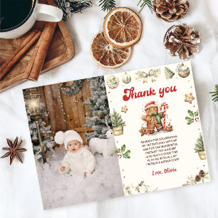 Green Winter Gingerbread Christmas Birthday Thank You Card