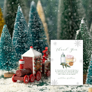 Green Winter Snowflake S'more Cookie Baby Shower Thank You Card
