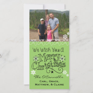 Green Wish You Merry Christmas Photo Card