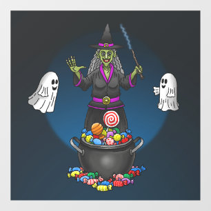 Green Witch and Ghosts Trick or Treat Halloween
