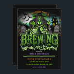 Green Witch Graveyard Brewing Halloween Party  Invitation<br><div class="desc">Customise for any event</div>